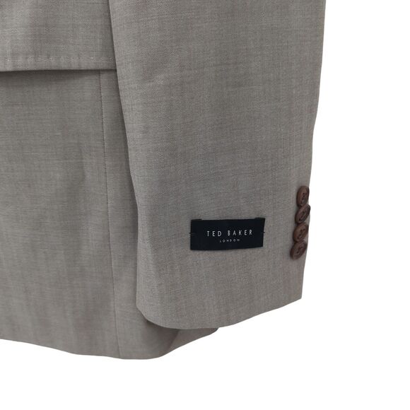 Ted Baker Men 44 L Long Jay CT Suit Brown Trim Fit Wool Flat Front Trousers FLAW - Picture 3 of 13